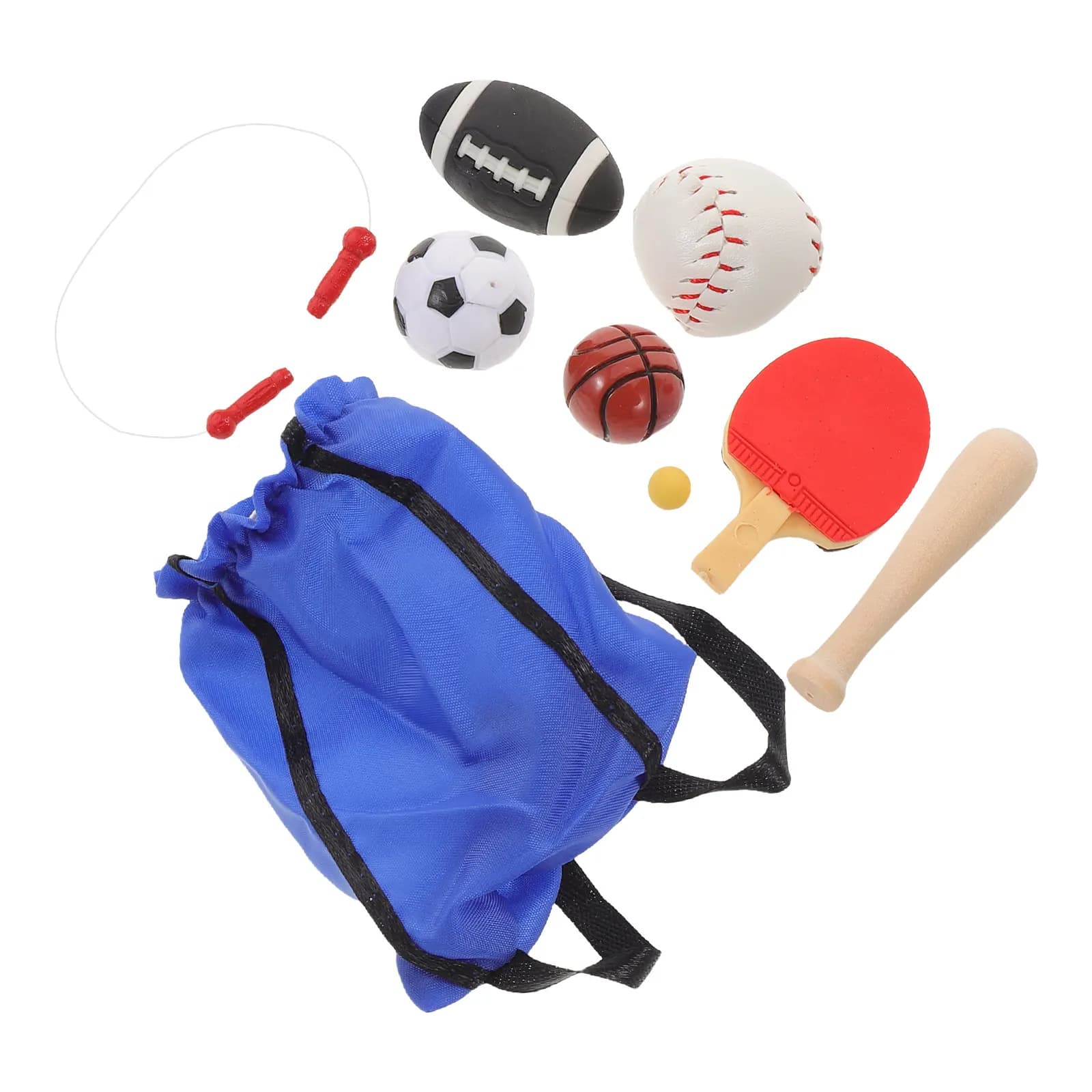 Set di Miniature Sportive per Casa delle Bambole: Pallacanestro, Calcio, Corda per Saltare Realistici e in Scala Reale, Decorazione e Accessorio Fotografico