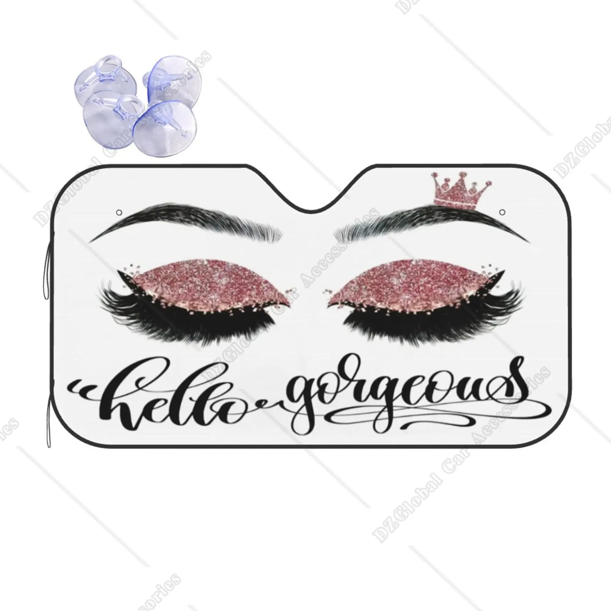 Funny Girl Hello splendido parabrezza per auto parasole colorato per donna occhi ciglia pieghevole Uv Ray protezione per visiera parasole