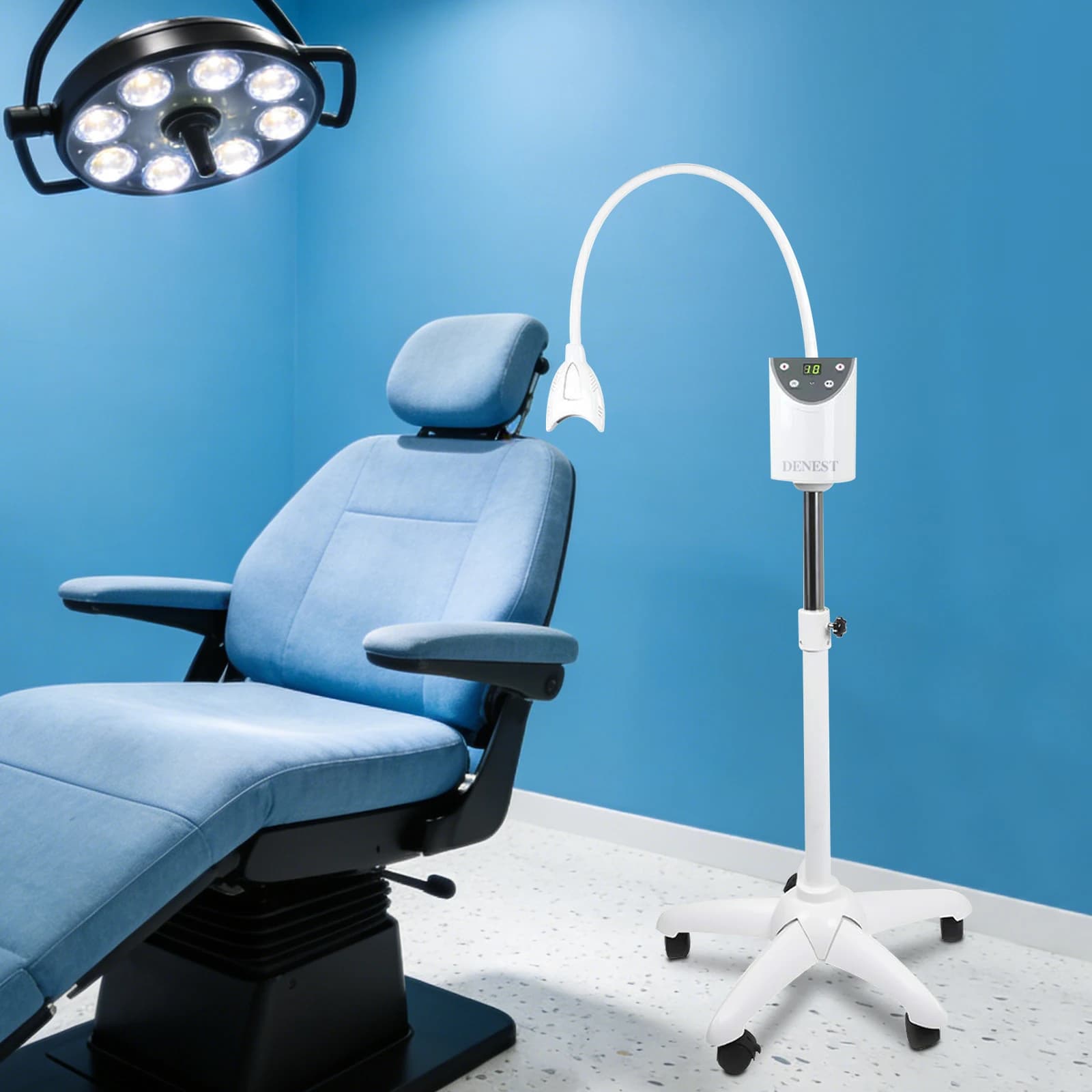 Dental Teeth Whitening Machine Adjustable Height Stand Teeth-whitening Light Remote & Panel Dual Control 5-30min Timer for Beauty Salon/Dental Clinic/Household Teeth Bleaching