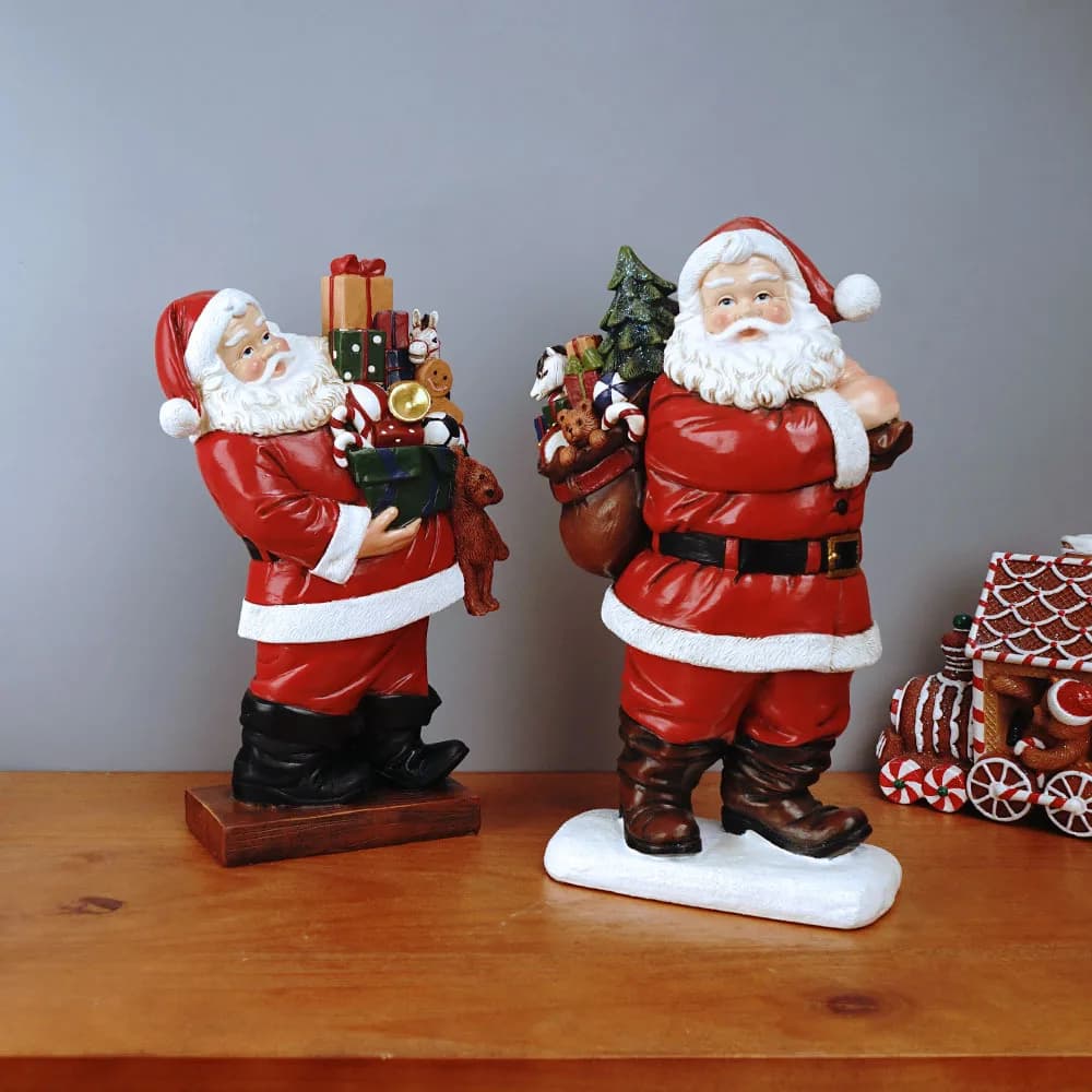 Ornamenti natalizi in resina Bambola di Babbo Natale Pupazzo di neve Gingerbread Man Stringa leggera Portacandele regalo