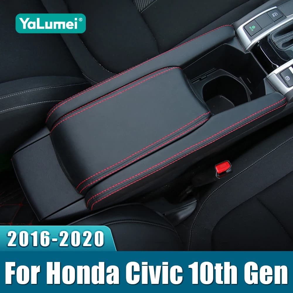 Per Honda Civic 10th Gen 2016 2017 2018 2019 2020 Civic X FC PU Pelle Auto Bracciolo Box Caso Della Copertura Trim Adesivi Accessori