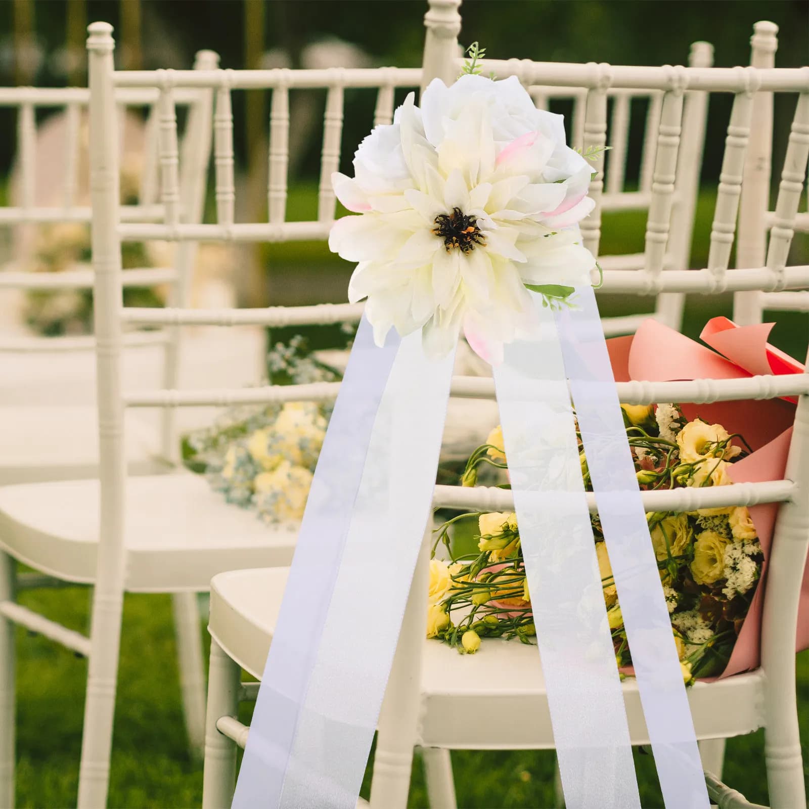 Flower Curtain Tiebacks Artificial Floral Holdbacks Wedding Aisle Decor Bridal Shower Chair Decorations Chair Back Flowers