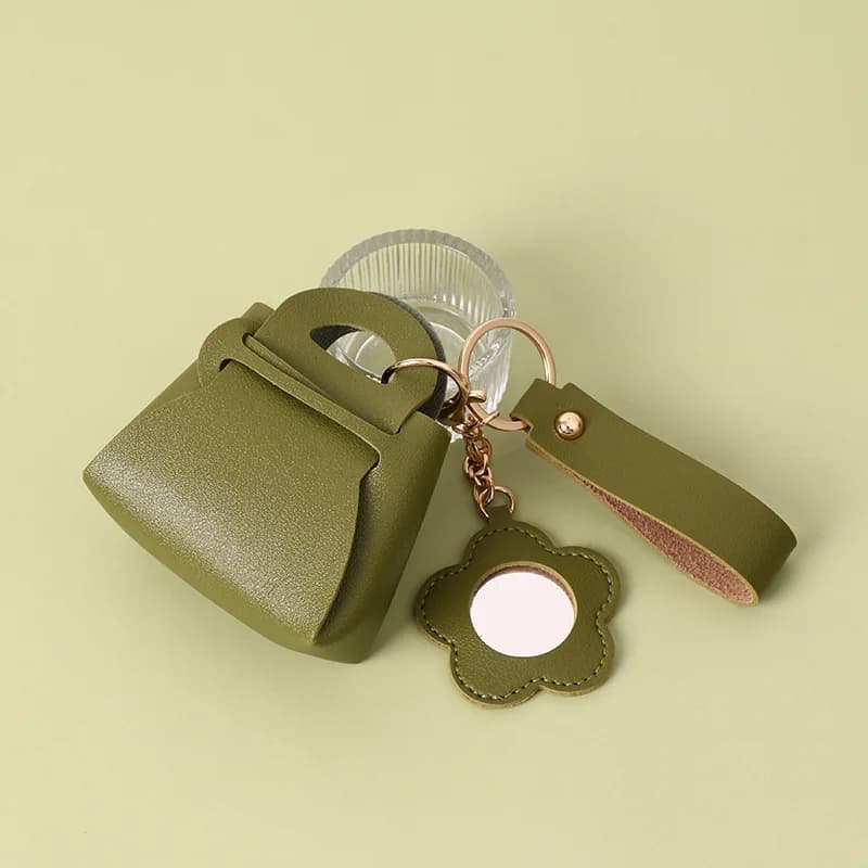 Portachiavi Trendy con Specchio, Mini Borsa in Pelle PU, Ciondolo di Lusso per Borsa, Portamonete Creativo, Accessori per Borse