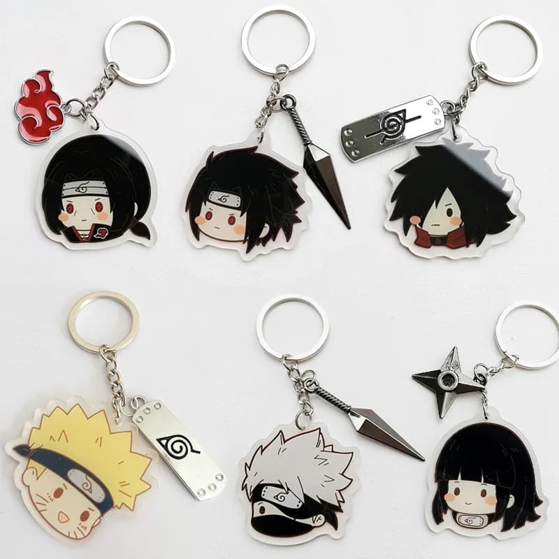 Anime Naruto Action Figures Acrylic Keychain Charm Accessories Cute Cartoon Itachi Sasuke Key Chain Toys for Children Adult Gift