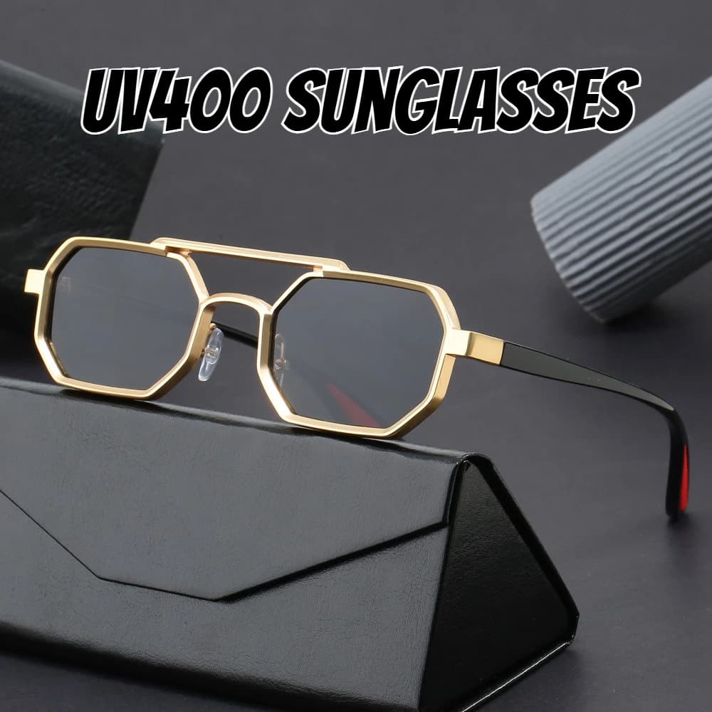 Men's New Fashion Square Full-Frame Sunglasses Metal Frame Driving Glasses Unisex UV400 Outdoor Travel Sun Protection Eyewear
