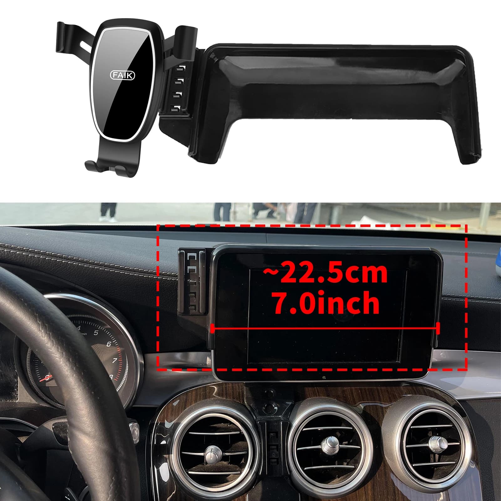 adatto per Mercedes-Benz Classe C 2015-2018 (7.0 pollici) W205 Staffa di navigazione Base per schermo Supporto per telefono Supporto per auto ​ ​ accessori