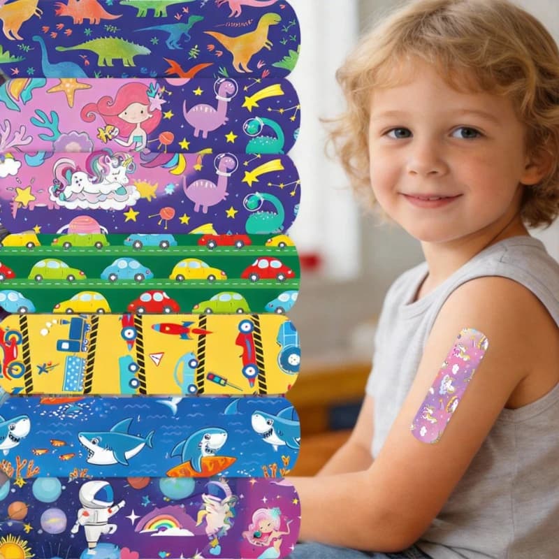 Set di 30 Cerotti Cartoon per Bambini, Bende Adesive Carine per Primo Soccorso, Medicazione Ferite, Cerotti da Viaggio, Patch Cutanei