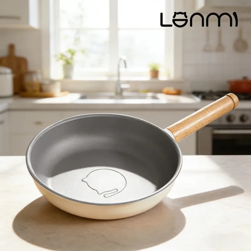 LANMI 24CM 0 Fluorine Coated Ceramic Non-stick Pan Frying Pan Steak Frying Pan Wok Pan Gas Induction Cooker General Purpose