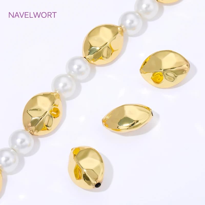 Perline distanziatrici irregolari placcate oro 18 carati per la creazione di braccialetti, separatori per perline, perline decorative in ottone, accessori fai da te per gioielli