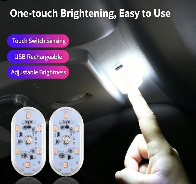 LED Touch Wireless Mini for Interior Cars, Lamp for Roofing and Ceiling, Door Lighting, Folding compartment, Luggage compartment, USB Charging