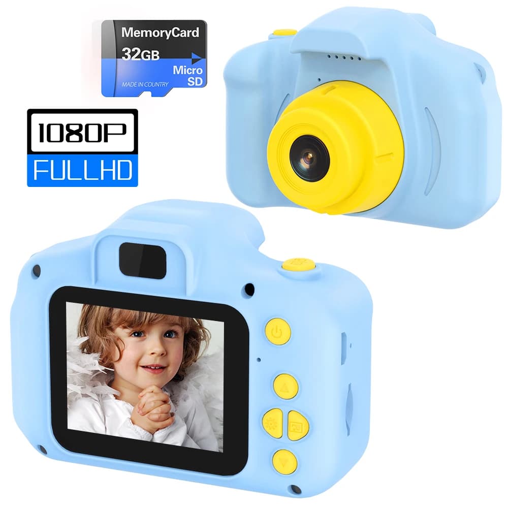 Fotocamera per bambini - Dotata di scheda SD da 32 GB, video ad alta definizione 1080P e foto nitide, zoom digitale 8x e modalità ritardo.