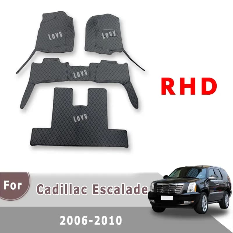 Tappeti RHD per Cadillac Escalade 2010 2009 2008 2007 2006 (7 posti) Tappetini per auto Accessori interni Tappeti impermeabili Parti
