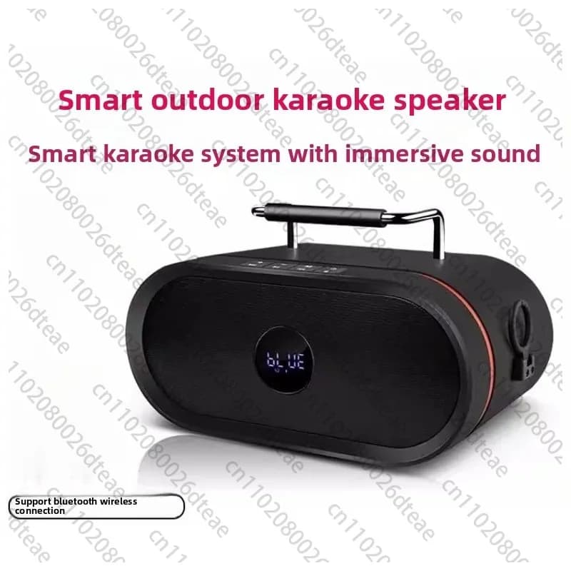 Macchina per karaoke K666 con bassi ricchi e profondi, suono potente, 2 microfoni wireless, 8 ore di riproduzione