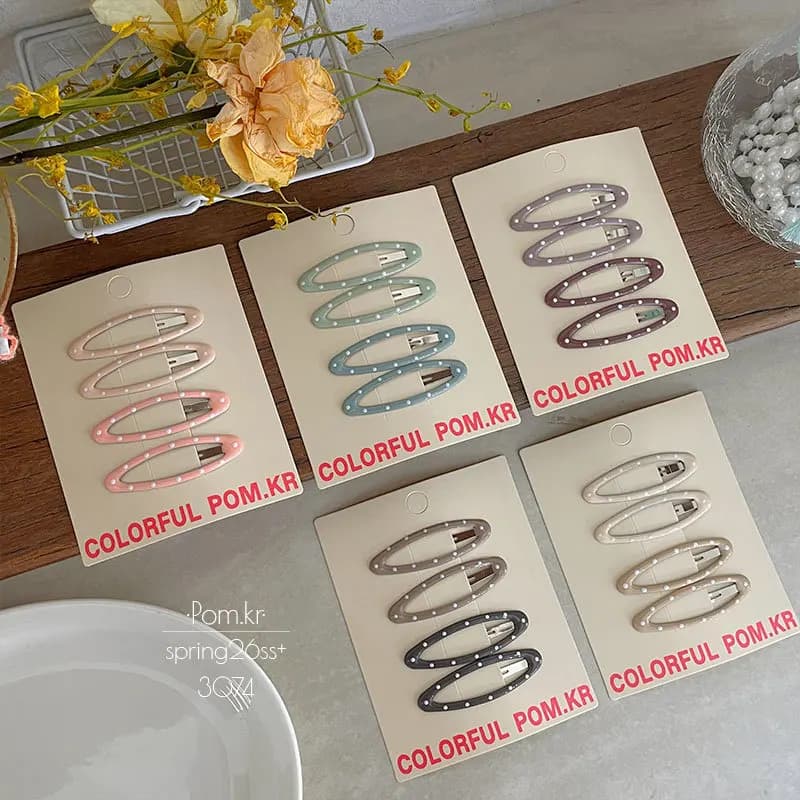 Fermaglio per capelli ovale a pois con chiusura a scatto, grazioso e semplice, in smalto, nuovo design, stile Ins, graziosa forcina per bambine e ragazze, regalo per tutti i giorni