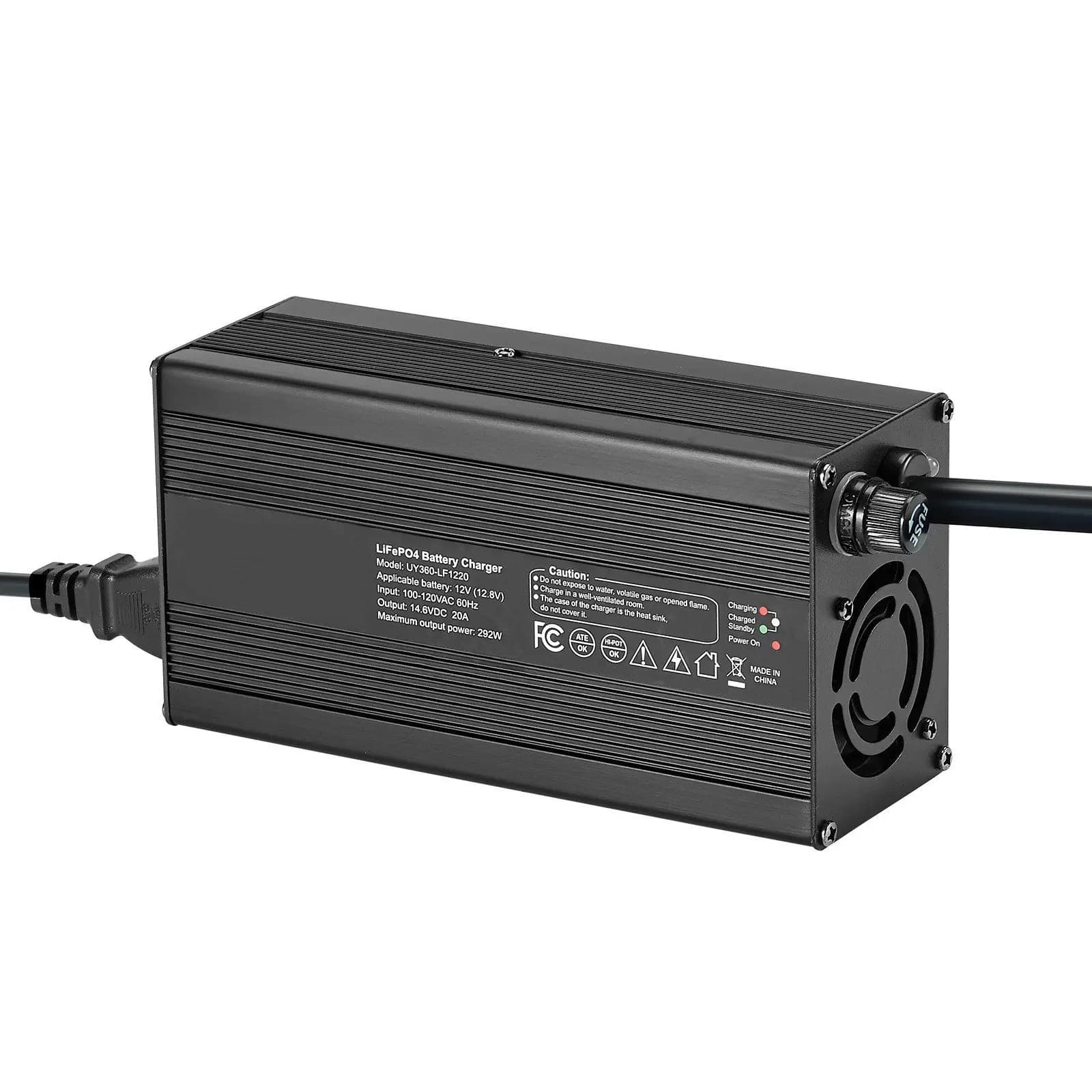 Caricabatterie al litio 12V 20A Caricabatterie intelligente AC-DC LiFePO4 da 14,6 V per camper