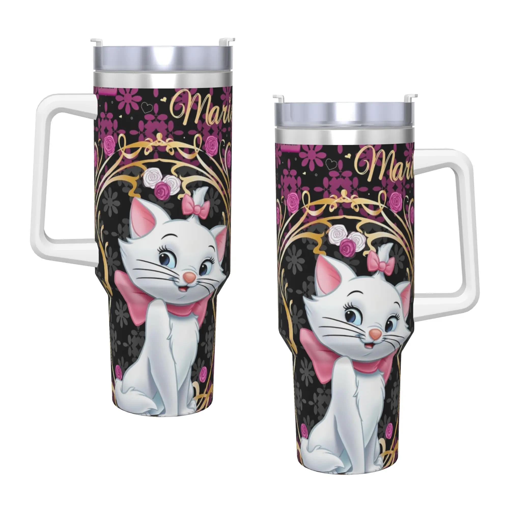 Tumbler in Acciaio Inossidabile The Aristocats Marie Cat, Tazza Termica a Prova di Perdite per Bevande Calde, Tazze da Auto, Bottiglia d'Acqua con Grafica per Campeggio