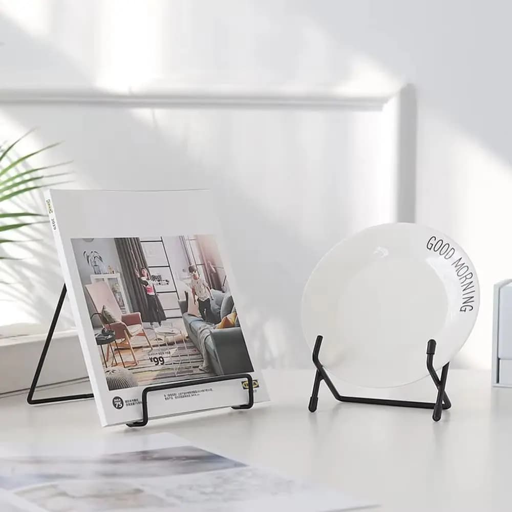 Wrought iron magazine display, stable multipurpose book support, decorative pedestal, dish holders, bowls and frames