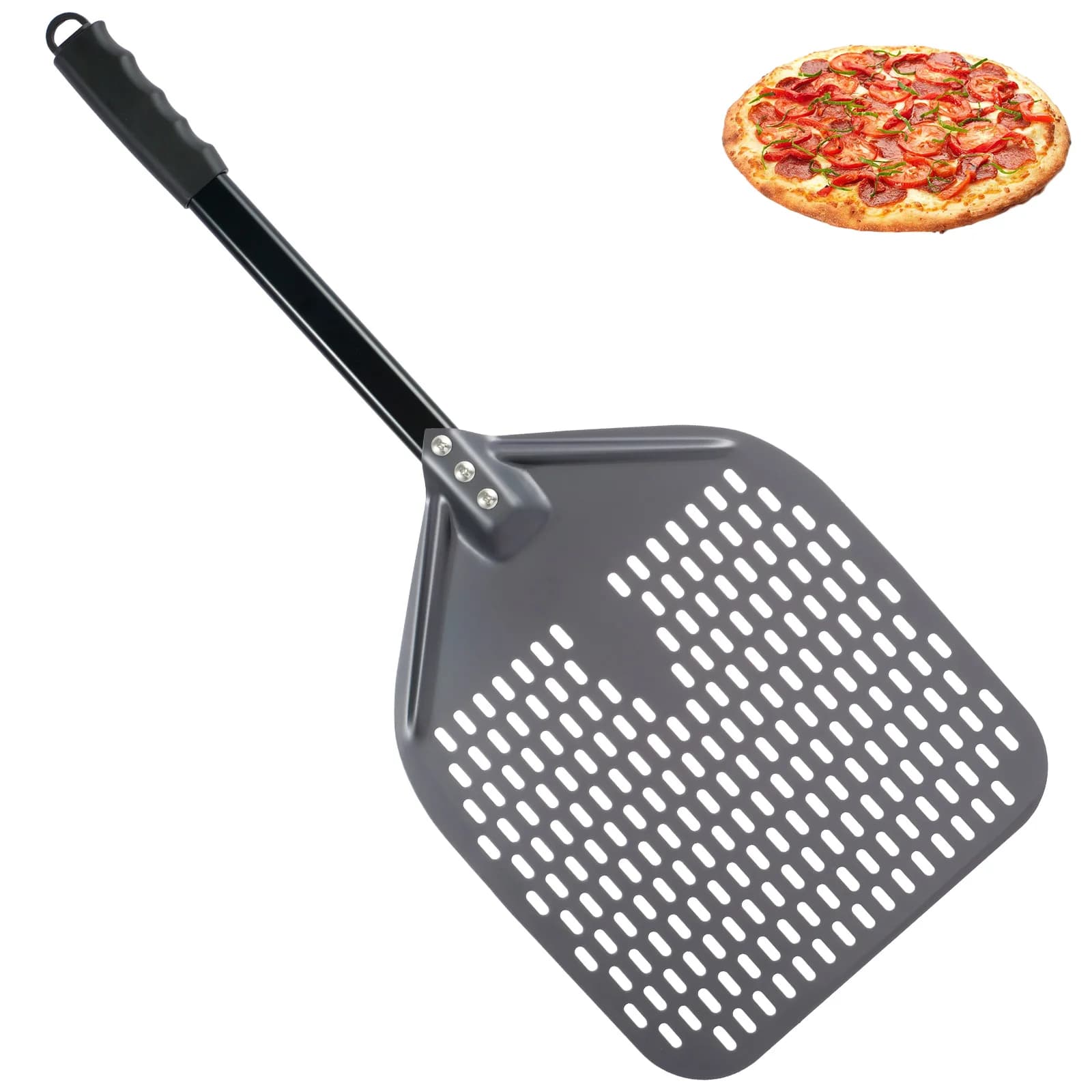 Pala per Pizza perforata da 12 pollici pala per Pizza rettangolare pala per Pizza con rivestimento duro in alluminio pala per Pizza corta pala per Pizza utensile da cucina