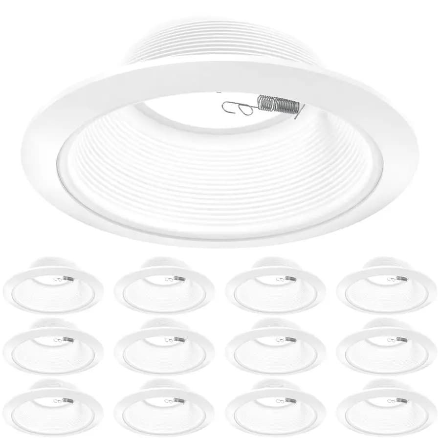 Pack of 12 Frames for 6 Inch Downlight Downlights, Diffuser with Stackable Ring, White Frame for Lighting