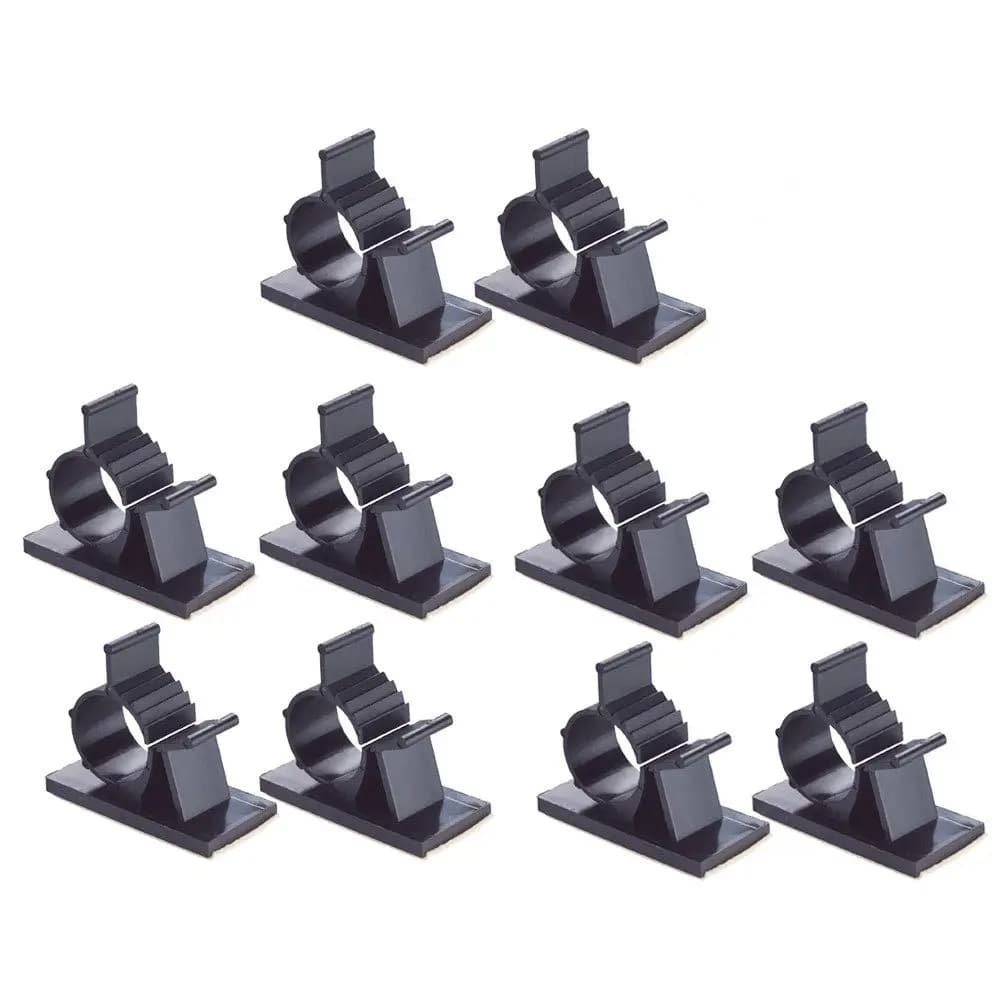10 Pezzi Clip per Cavi Neri in Plastica Adesiva, Organizzatore per Cavi da Scrivania, Supporto per Cavi Resistente con Adesivo Forte