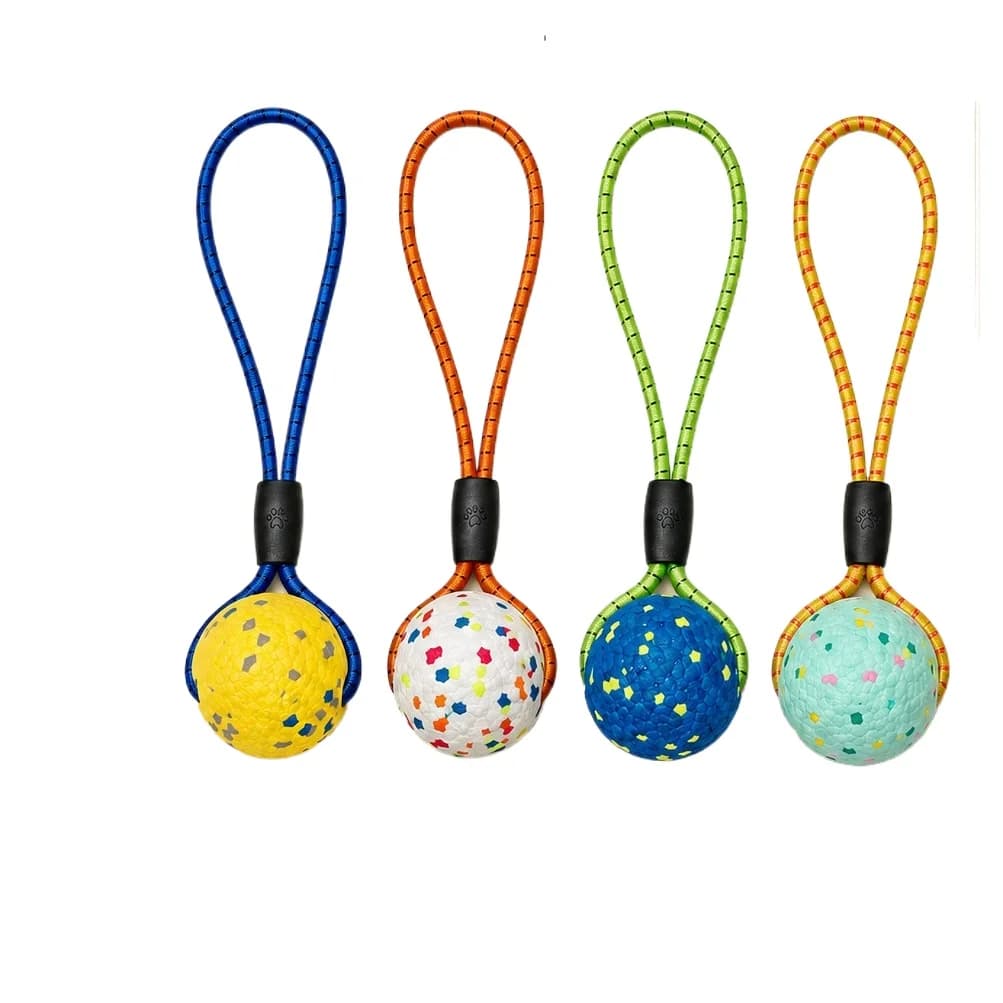 ETPU elastic rope ball pet toy for dog interaction tug-of-war throwing catching durable chew-resistant rebounding training ball