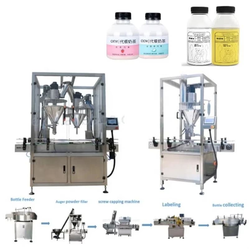 Whey Protein Powder Filling Capping Labeling Machine High Speed Plastic Shaker Bottle Packaging Machinery Supplier