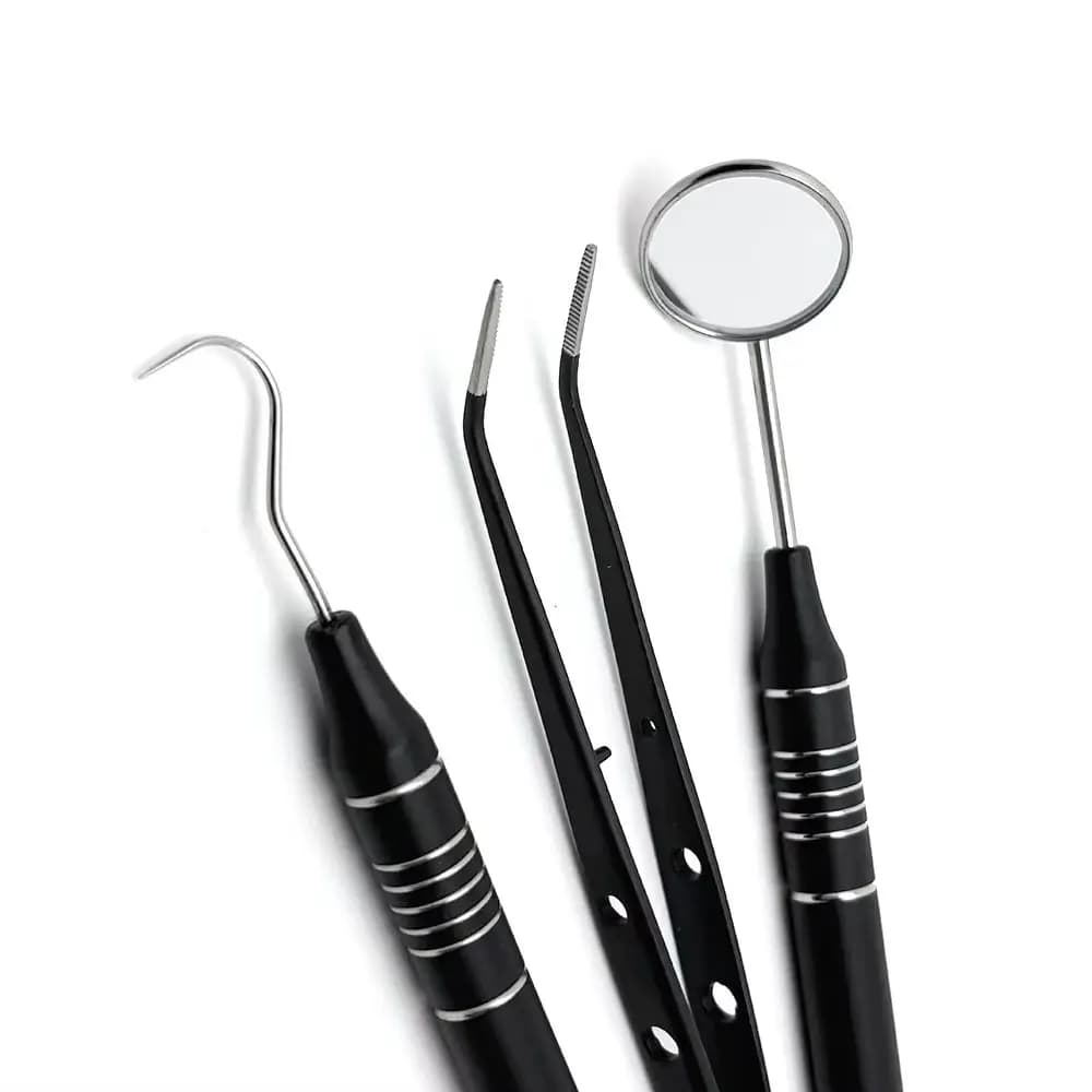 Set di 3 specchietti dentali, specchietto orale, sonda, gancio, pinzetta, strumenti dentali in acciaio inossidabile, strumento per la pulizia dei denti per dentisti