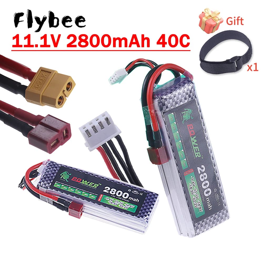 2800mAh 3S 11.1V 40C FPV Drone Lipo Batteria per aerei ad ala fissa Giocattoli Modelli di auto Quadcopter Batterie ricaricabili