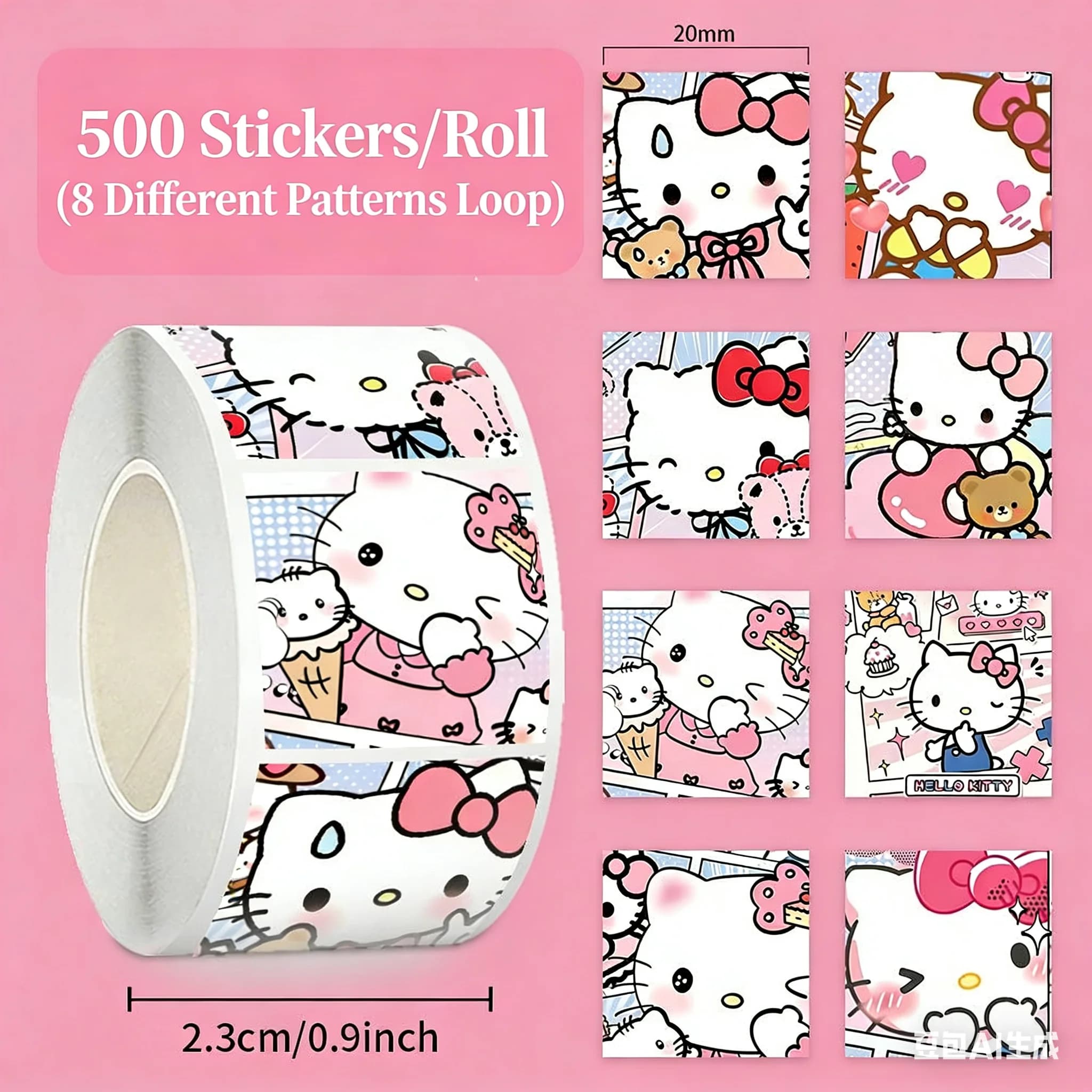 500 Pezzi Adesivi Kawaii Hello Kitty ad Alta Definizione, Stile Dolce, per Cover Telefoni, Diari e Quaderni