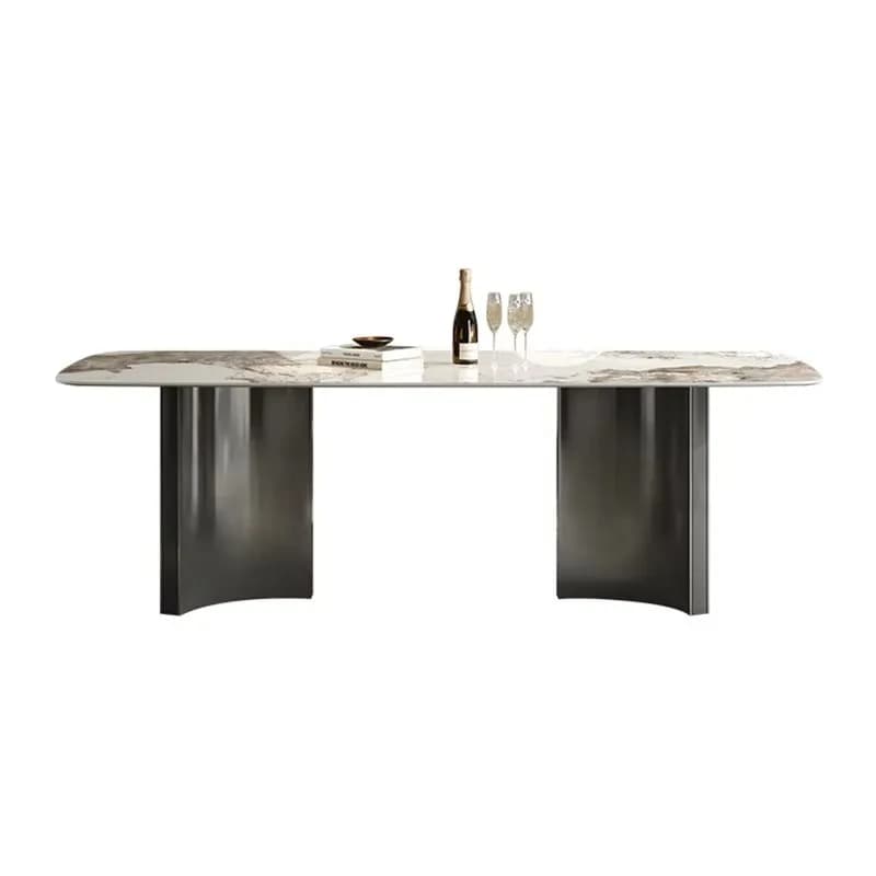 ModHomi Modern Slab Top Carbon Steel Legs Dining Table for Home Furniture