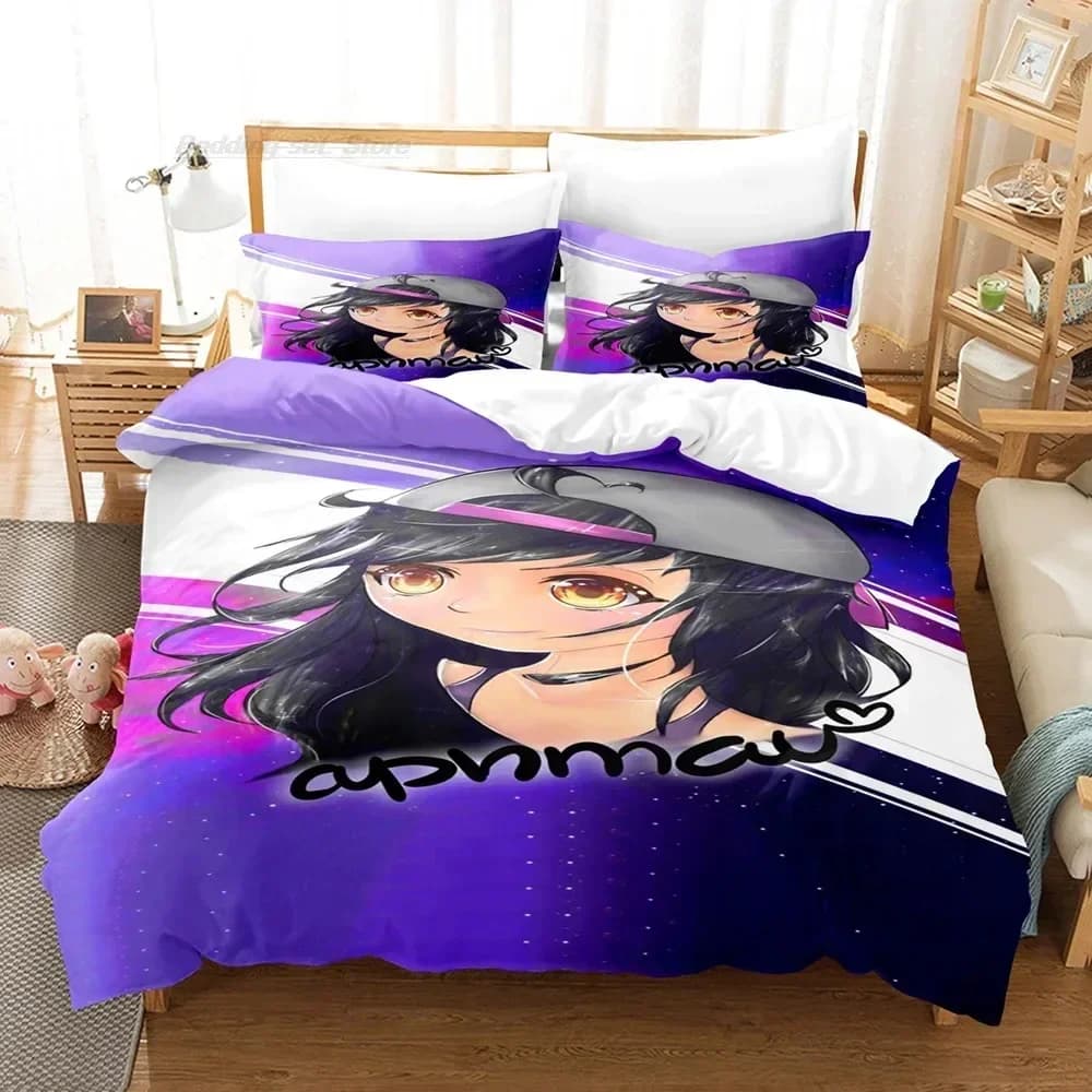 Set di biancheria da letto Aphmau, set di lenzuola, copripiumino e federe in poliestere con stampa 3D, 90 gsm, origine CN (Cina), disponibile su AliExpress UK.