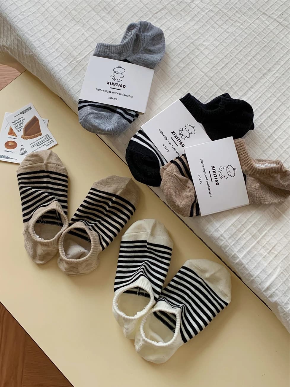 Comfortable Anti-Slip Invisible Silicone Boat Socks Women's Breathable Versatile Japanese Style Striped Color Block Socks