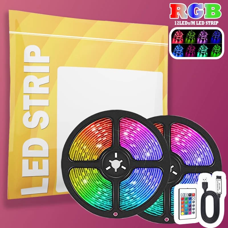5V USB Light Strips with 24Keys Remote Led Strip Lights RGB Color Changing Lights for Bedroom Kitchen Party Home Decoration