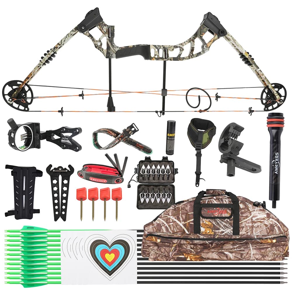 0-70 lbs Adjustable Compound Bow Arrow Set Pully Bow 80% Let-off for Adults Archery Hunting Shooting Target Outdoor Sports