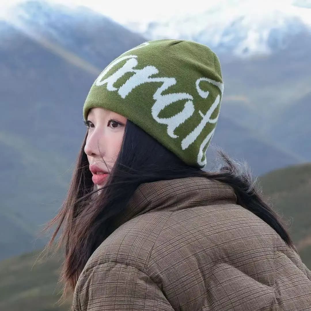 Cappelli in Lana Lavorati a Maglia con Blocchi di Colore, Nuovi Berretti Caldi Autunno-Inverno, Versatili, Stile Street Fashion Hip Hop Americano