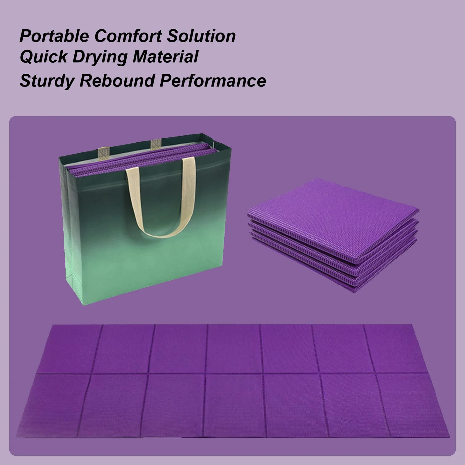 Foldable cushion upholstery for camping mat with case, yoga exercises training equipment, home gym, outdoor hiking, beach picnic