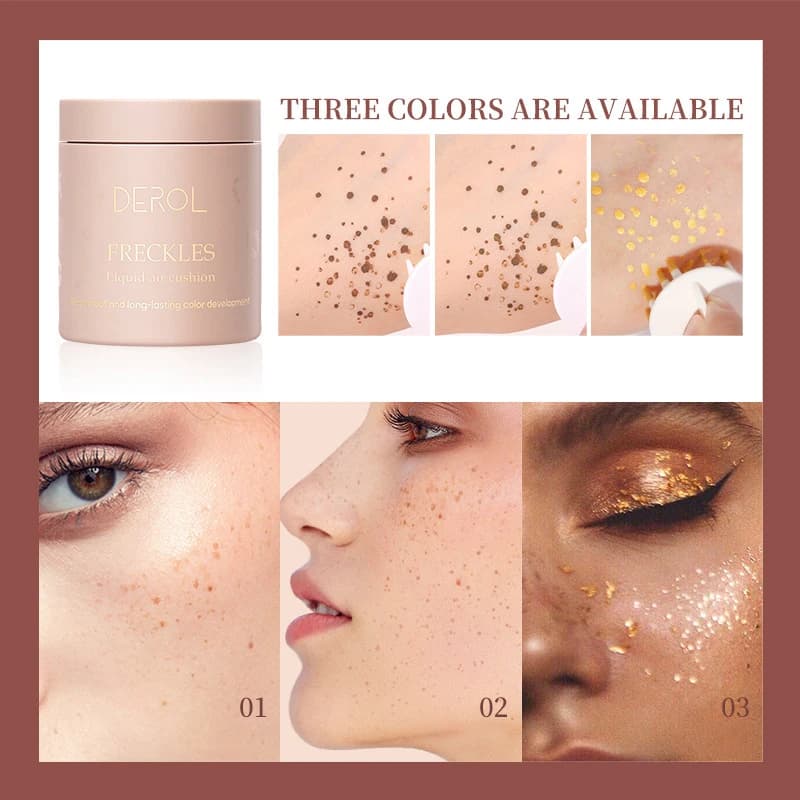 Face Body Freckled Stamp Kit Lifelike Freckle Natural Simulation Fake Dot Spot Comb Seal Air Cushion Freckle Waterproof Makeup