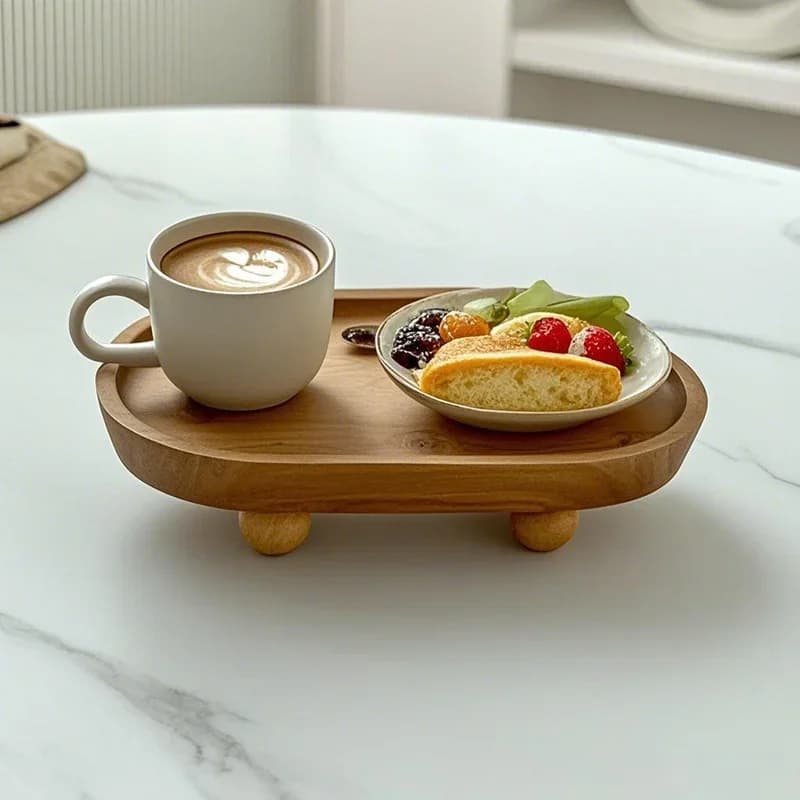 1 pz vassoio ellittico in legno multifunzionale vassoio in legno in stile giapponese piatto per snack piatto di frutta secca piatto di legno