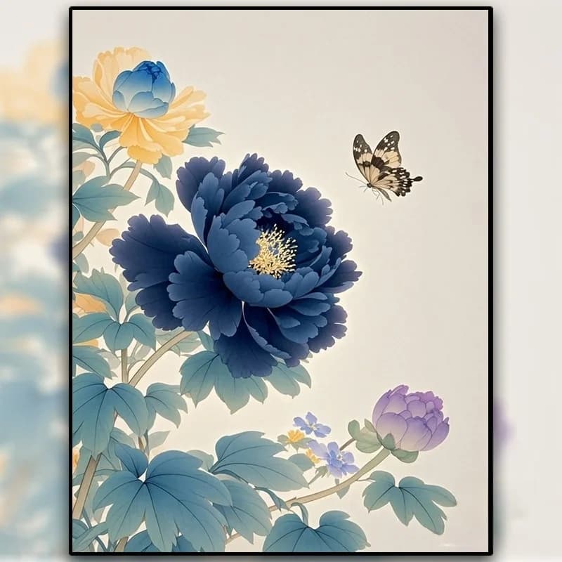 New 2026 Cross Stitch Living Room Line Embroidery Diamond Painting Handmade Embroidery Chinese Traditional Peony Flower Artwork