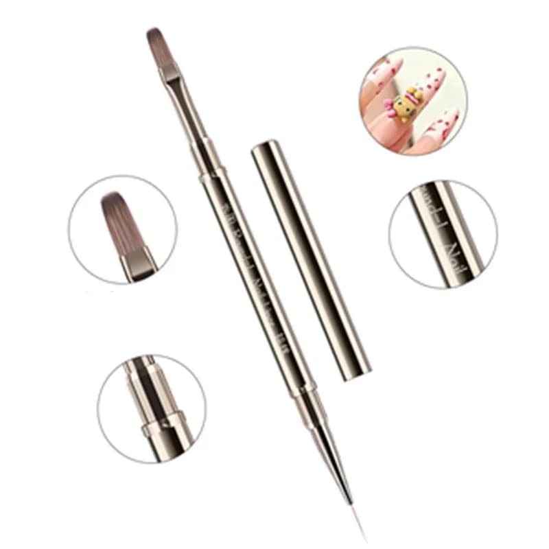 1/6 Pezzi Pennello Doppio per Unghie, Pennello Liner, Pennello per Pittura, Pennello Gel, Pennello per Nail Art Cristallo, Manicure