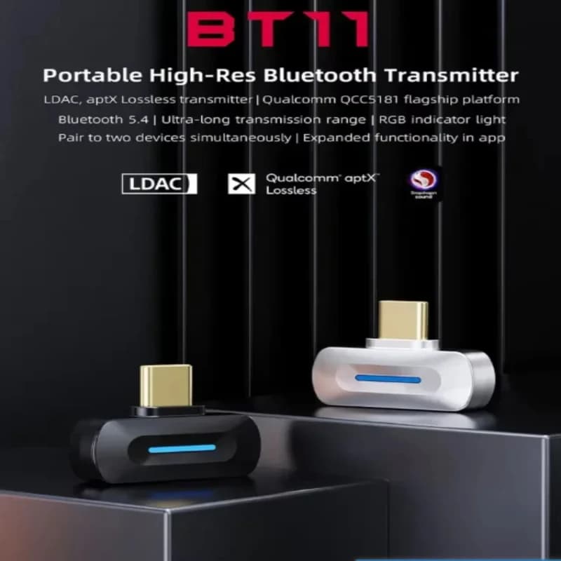 FiiO BT11 LDAC transmitter Type-C Bluetooth 5.4 Transmitter for Mobile / Game Player to Wireless Headphone support LDAC/AptX