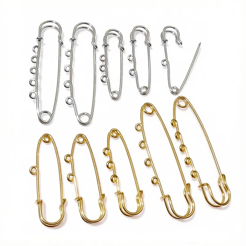 5pcs Stanless Steel Safety Pins Brooch Blank Base 50/70mm with 1/2/3/4/5 Rings Safety Pins Craft Jewelry Making Findings