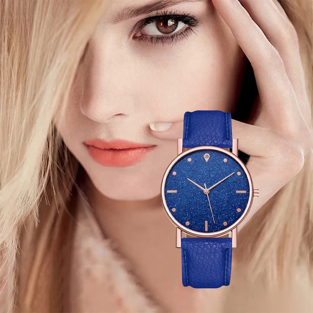 Women's Starlight Quartz Watch, Elegant Imitation Strap, Lightweight and Adjustable, Fashion Dust Clock, Casual, Business Gift