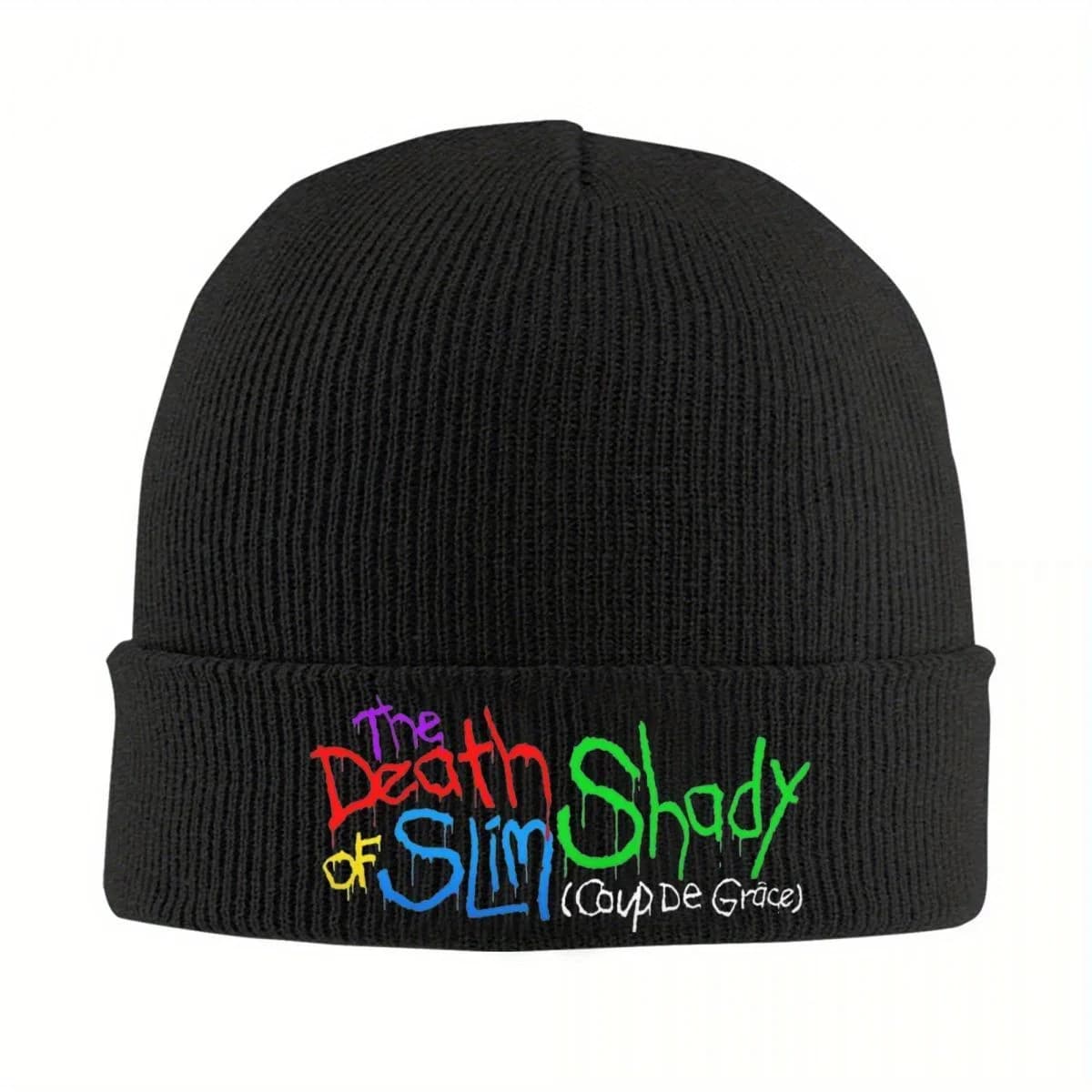 New Eminem The Death Of Slim Shady Knitted Hat for Women Men Beanies Winter Hat Acrylic Crochet Melon Cap