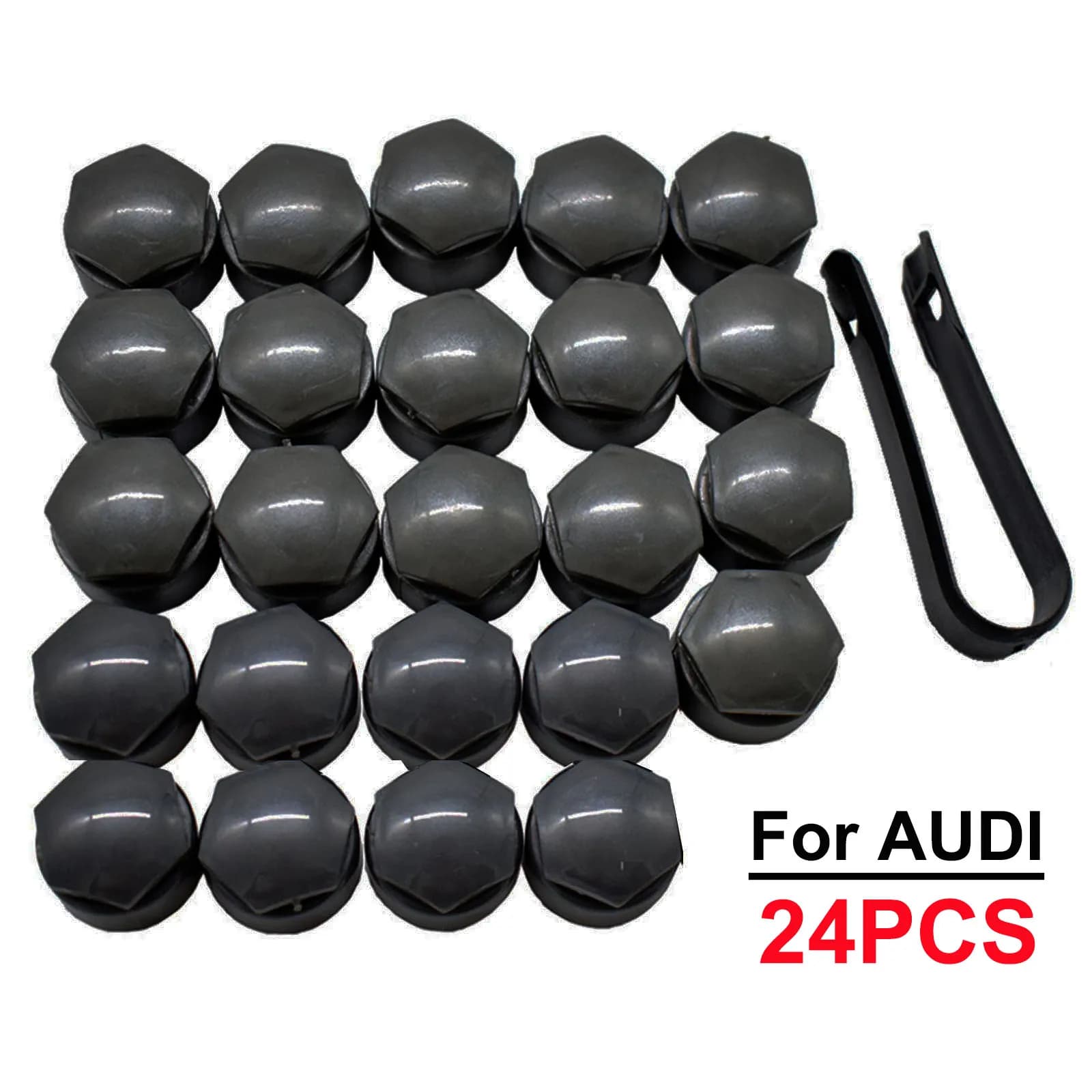 24x25mm Auto Dadi Ruota Tappi Protezione Pneumatico Bulloni Fuori Decorazione Borchie Mozzo Tappi di Copertura Nero Per Audi A4 A5 A6 A7 Q3 Q5 TT R8