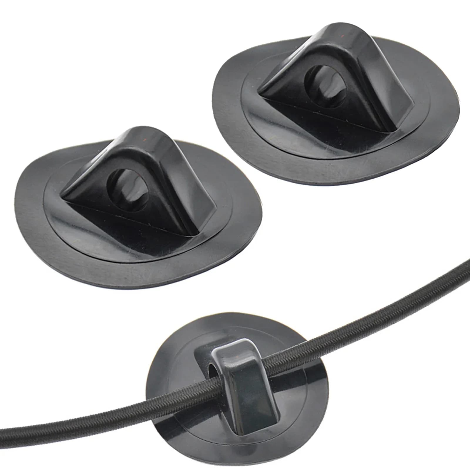 Fibbia per corda di ancoraggio Fibbia per corda di sicurezza 2 occhielli neri 2 pezzi Guanti per canoe resistenti in PVC nero per barche gonfiabili
