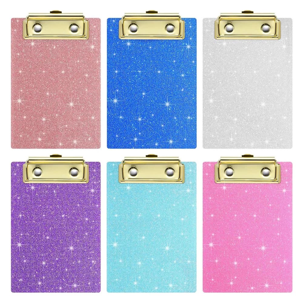 Scheda cartella Glitter cartella File A4 blocco per appunti blocco per appunti Clip per appunti Clip per scheda prova organizzatore per la conservazione della carta supporto per la scuola dell'ufficio