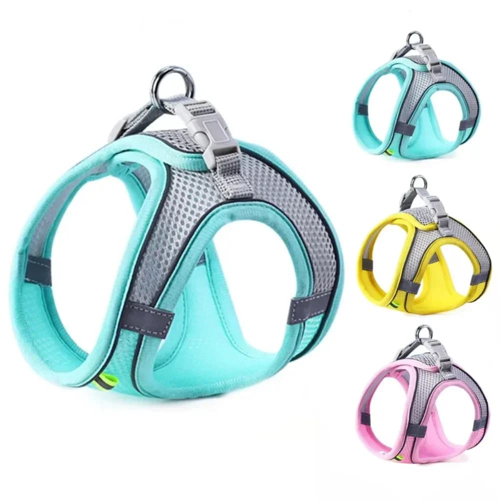 Reflective Breathable Pet Vest Harness with Leash Set, Adjustable Chest Strap Dog Harness for Small Medium Dogs Cats, Safe Outdoor Walking Pet Supplies