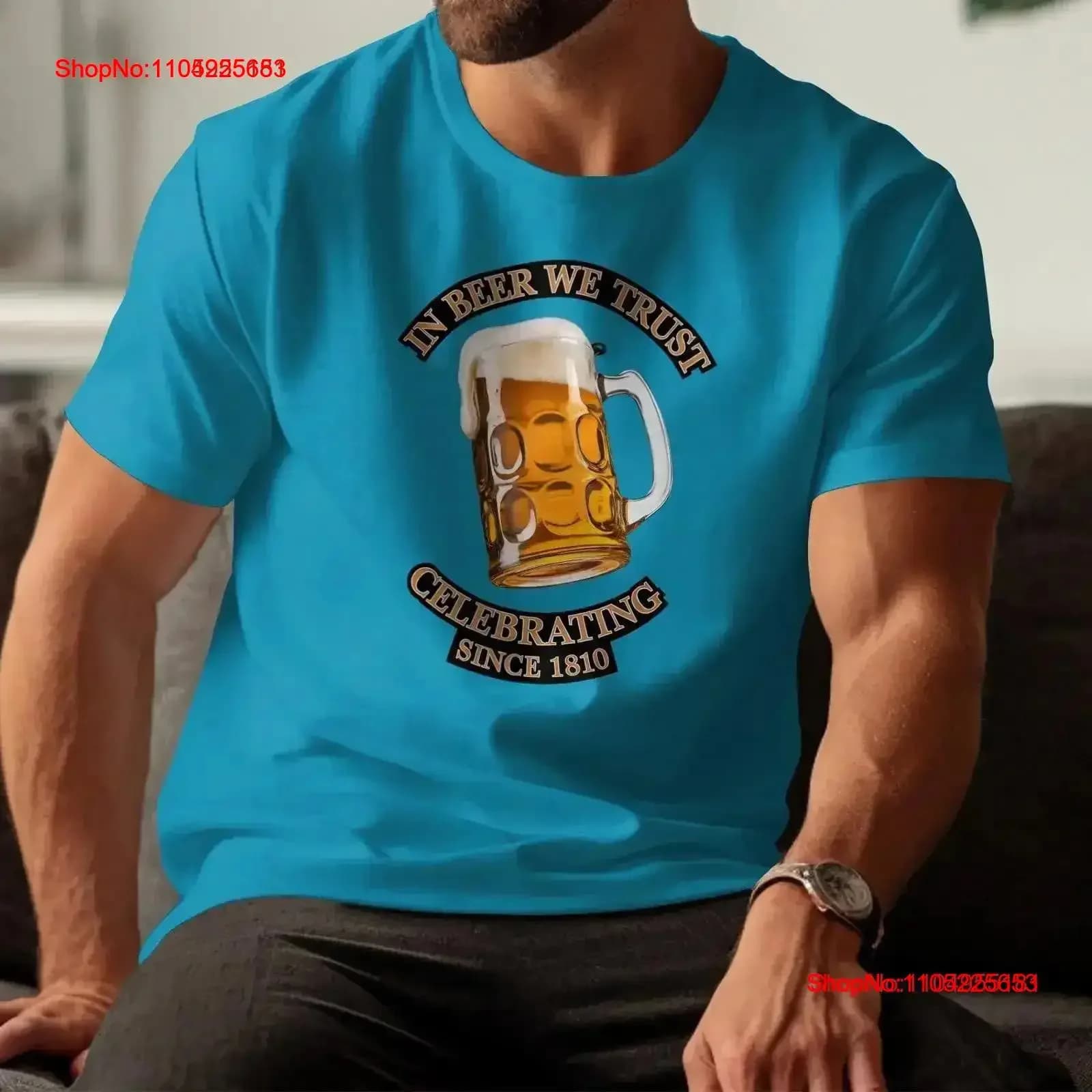 Divertente maglietta da birra Celebrazione dal 1810 In We Trust Funny Lover Mug Stampa grafica vintage lavata moda homme leggermente morbida