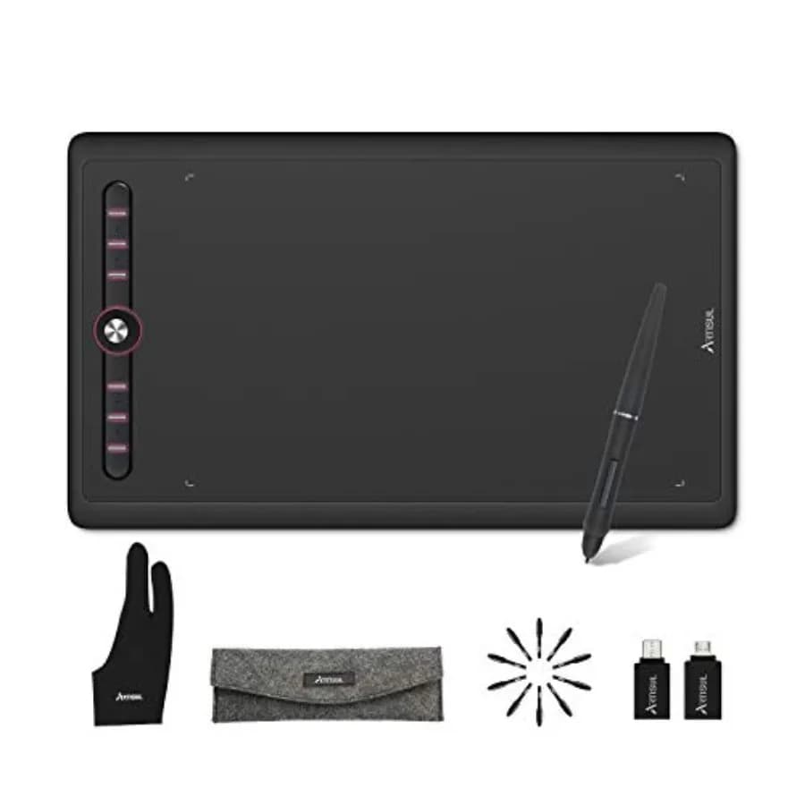 Tavoletta grafica M0610Pro da 10x6 pollici con 8192 livelli di pressione, stilo senza batteria e 8 tasti rapidi digitali